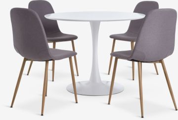 Bộ bàn ăn RINGSTED trắng + JONSTRUP xám/sồi