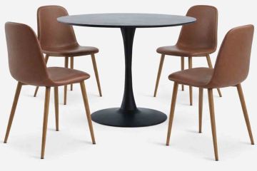 Bộ bàn ăn RINGSTED đen + JONSTRUP cognac