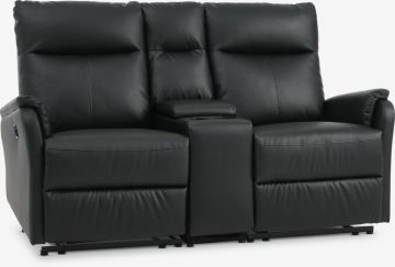 Sofa 2 chỗ chỉnh điện kèm bệ tì tay | ABILDSKOV | thép/da PU | đen | R168xS90/154xC103cm