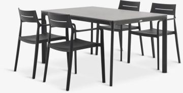Bộ bàn ăn KUMLA D150 + 4 INGSTRUP đen