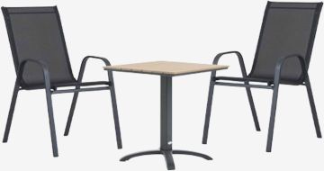 Bộ bàn ghế bistro | HOBRO/LEKNES | màu tự nhiên/đen | R70xD70xC73cm/R54xS72xC92cm