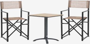 Bộ bàn ghế bistro | HOBRO/NAGELSTI | màu tự nhiên/đen | R70xD70xC73cm/R45xS47xC90cm