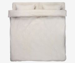 Bộ vỏ chăn gối đ&ocirc;i k&egrave;m ga cotton | STINNE | m&agrave;u latte/trắng | R200xD220cm/R240xD260cm/R50xD70cm