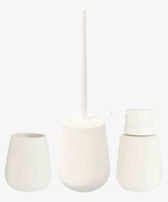 Bộ 3 m&oacute;n phụ kiện ph&ograve;ng tắm | | gốm dolomite/nhựa | trắng