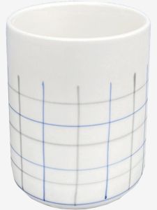 Cốc đựng bàn chải | HELDIG | gốm | kem/sọc xanh | Ø7.5xC9.3cm
