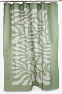R&egrave;m ph&ograve;ng tắm | BAGGETORP | polyester | xanh olive/x&aacute;m | R180xD200cm