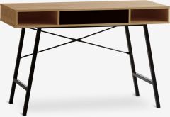 Bàn làm việc | ABBETVED | kim loại/gỗ công nghiệp | đen/màu sồi | R48xD120xC76cm