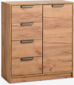 Tủ ngăn k&eacute;o 4 ngăn | JENSLEV | gỗ c&ocirc;ng nghiệp | m&agrave;u sồi | R79xS36xC89cm