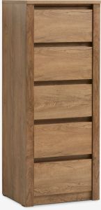 Tủ ngăn k&eacute;o 5 ngăn | VEDDE | gỗ c&ocirc;ng nghiệp | m&agrave;u sồi đậm | R50xS43xC126cm