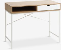 B&agrave;n l&agrave;m việc | TRAPPEDAL | kim loại/gỗ c&ocirc;ng nghiệp | trắng/m&agrave;u sồi | R48xD95xC76cm