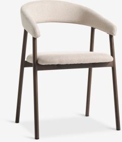 Ghế b&agrave;n ăn | EJSING | kim loại/vải polyester | be/m&agrave;u sồi đậm | R55xS55xC79cm