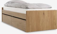 Giường mở rộng | LIMFJORDEN | gỗ c&ocirc;ng nghiệp | m&agrave;u sồi ấm | R90/180xD200xC56cm