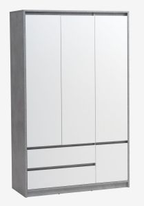 Tủ quần &aacute;o | BILLUND | gỗ c&ocirc;ng nghiệp | trắng/m&agrave;u xi măng | R119xS51xC193cm