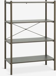 Kệ s&aacute;ch 4 tầng | LINDVED | kim loại/gỗ c&ocirc;ng nghiệp | m&agrave;u sồi đậm | R80xS41xC118cm