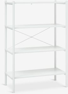 Kệ s&aacute;ch 4 tầng | LINDVED | kim loại/gỗ c&ocirc;ng nghiệp | trắng | R80xS41xC118cm