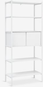 Kệ s&aacute;ch 6 tầng | LINDVED | kim loại/gỗ c&ocirc;ng nghiệp | trắng | R80xS41xC183cm