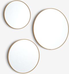 Gương | SANDAGER | đồng/gương | m&agrave;u sồi | bộ 3 chiếc | &Oslash;45/55/70xS3cm