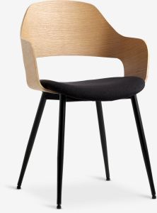 Ghế bàn ăn | HVIDOVRE | gỗ công nghiệp/vải polyester | đen/sồi | R52xS51xC79cm