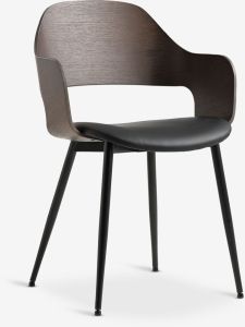 Ghế bàn ăn | HVIDOVRE | gỗ công nghiệp/da PU | đen/sồi đậm | R52xS51xC79cm
