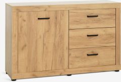 Tủ ph&ograve;ng ăn | LINTRUP | 1 c&aacute;nh 3 ngăn | gỗ c&ocirc;ng nghiệp | đen/sồi | R130xS41xC83cm