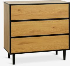 Tủ ngăn k&eacute;o 3 ngăn | ODENSE | gỗ c&ocirc;ng nghiệp | m&agrave;u sồi/đen | R90xS45xC85cm