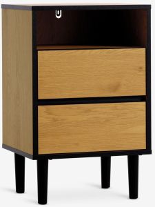 Tủ đầu giường | ODENSE | gỗ c&ocirc;ng nghiệp | đen/sồi | R42xS35xC65cm