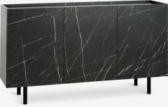 Tủ ph&ograve;ng ăn | KRONDAL | 3 c&aacute;nh | gỗ c&ocirc;ng nghiệp | m&agrave;u đ&aacute; cẩm thạch đen | R147xS42xC84cm