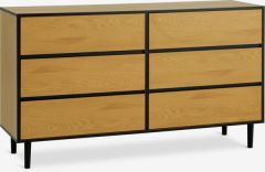 Tủ ngăn k&eacute;o 6 ngăn | ODENSE | gỗ c&ocirc;ng nghiệp | m&agrave;u sồi/đen | R150xS45xC85cm