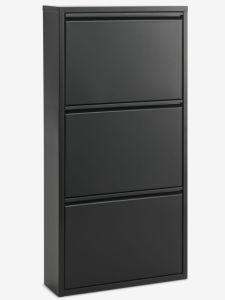 Tủ gi&agrave;y | HALLENSLEV | 3 ngăn | kim loại | đen | R50xS15xC104cm