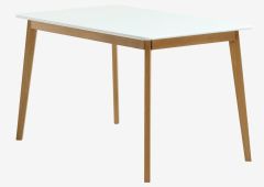 B&agrave;n ăn | JEGIND | gỗ c&ocirc;ng nghiệp/gỗ cao su | trắng/m&agrave;u sồi | R80xD130xC75cm