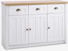 Tủ ph&ograve;ng ăn | MARKSKEL | gỗ c&ocirc;ng nghiệp | trắng/m&agrave;u sồi | R132xS43xC87cm