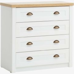 Tủ ngăn k&eacute;o 4 ngăn | MARKSKEL | gỗ c&ocirc;ng nghiệp | trắng/sồi | R90xS44xC88cm