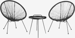 Bộ b&agrave;n ghế ngo&agrave;i trời | UBBERUP | đen | R72xS80xC83cm/&Oslash;45xC52cm