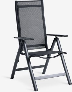 Ghế ngo&agrave;i trời | LOMMA | nh&ocirc;m/vải textiline | đen | R57xS70xC109cm
