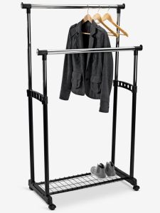 Gi&aacute; treo quần &aacute;o | GUDME | PP/nhựa/th&eacute;p | đen/m&agrave;u chrom | R83xS43xC93/168cm