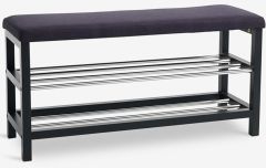 Ghế băng | EGESKOV | k&egrave;m 2 tầng để gi&agrave;y | gỗ c&ocirc;ng nghiệp/gỗ bạch dương/th&eacute;p | đen/m&agrave;u th&eacute;p | R100xS34xC50