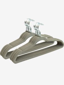 Bộ 10 móc áo | HEKTOR | bọc nhung màu xám | R45xD0.5xC24cm