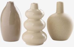 Lọ hoa | AMUNDSEN | gốm | be/nâu | bộ 3 chiếc | Ø6xC10cm