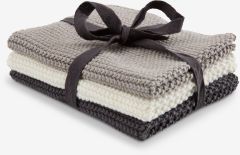 Bộ 3 khăn lau ch&eacute;n | LOKE | cotton | x&aacute;m/xanh/be | R25xD25cm