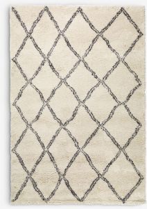 Thảm phòng khách | AKSFRYTLE | polypropylene | trắng kẻ trám | R135xD190cm