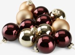 Hạt châu trang trí giáng sinh | FARBAUTE | thủy tinh | đỏ/vàng | Ø4cmxC5cm | bộ 12 chiếc