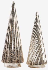 Bộ 2 cây trang trí | FULLA | thủy tinh | màu vàng/bạc | kèm đèn led | Ø10xC26/30cm | 10LED