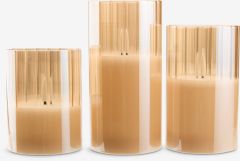 Nến điện | GLAM | paraffin/thủy tinh | Màu vàng | bộ 3 chiếc | Ø7.5xC10/12/15cm