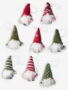 Bộ 8 phụ kiện trang tr&iacute; gi&aacute;ng sinh | TOMTE | polyester | đỏ/xanh l&aacute; | R5xD3xC8cm