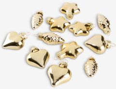 Bộ 12 phụ kiện trang tr&iacute; gi&aacute;ng sinh | BILLING | thủy tinh | m&agrave;u v&agrave;ng | D4xC2cm