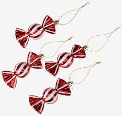 Bộ 4 phụ kiện trang tr&iacute; gi&aacute;ng sinh | VERDIT | Nhựa PS | đỏ/trắng | R10xC3cm