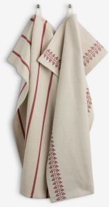 Bộ 2 khăn đa năng | MYLING | cotton | m&agrave;u tự nhi&ecirc;n/đỏ | R50xD70cm