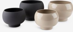Bộ 2 chậu c&acirc;y | LOM | th&eacute;p mạ kẽm | đen/be | &Oslash;23/19xC17/14cm