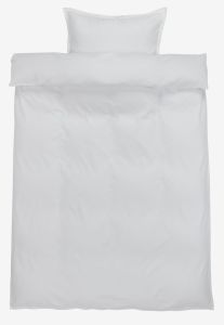 Bộ vỏ chăn gối đơn cotton sateen | INGEBORG | trắng | R140xD200cm/R50xD70cm