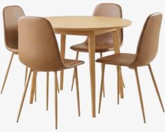 Bộ b&agrave;n ăn MARSTRAND &Oslash;110 sồi + JONSTRUP cognac